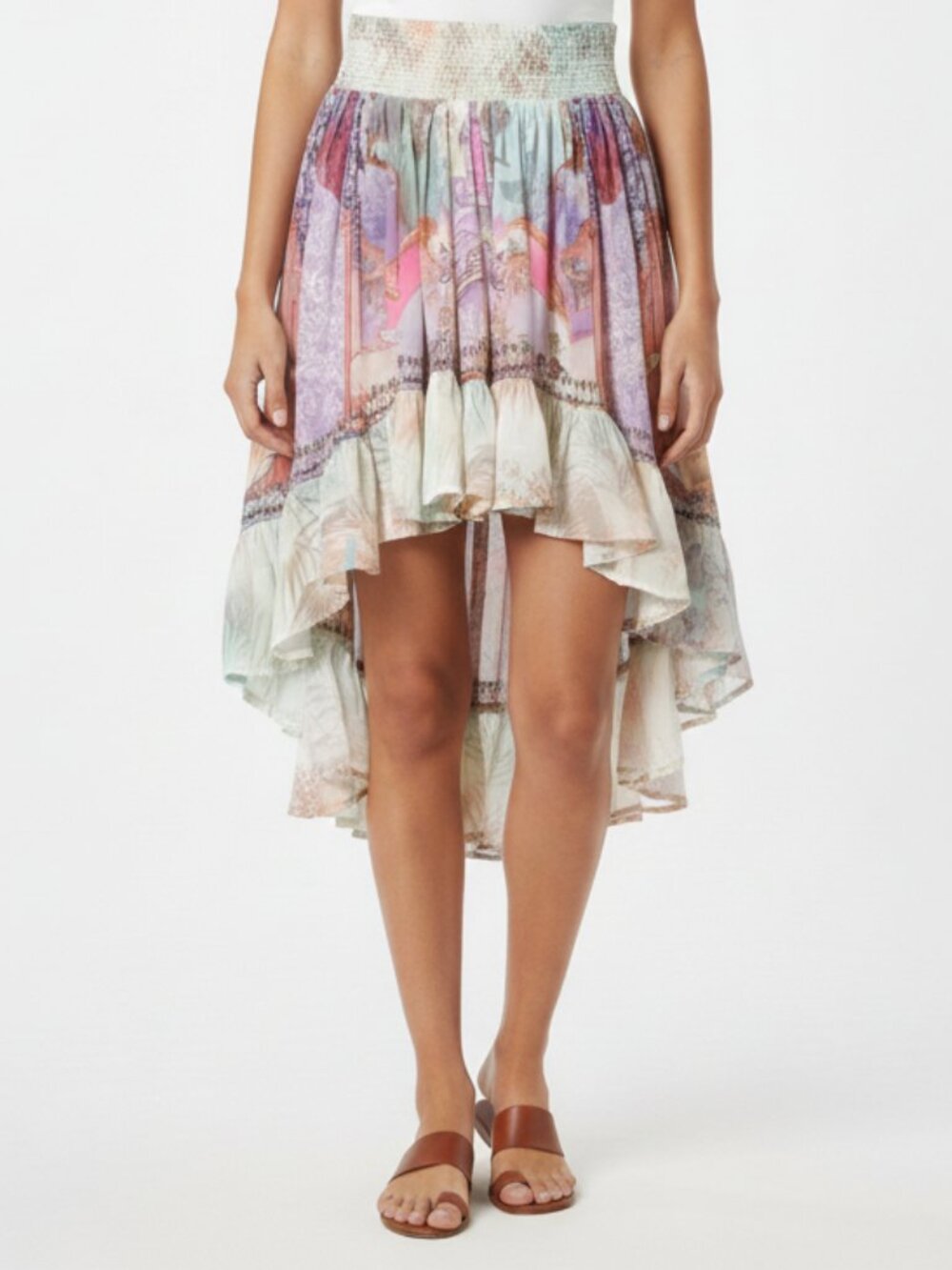 Camilla Electron Libre Kids High Low Hem‎ Skirt Shirred Waist Size 10 Ladies XS